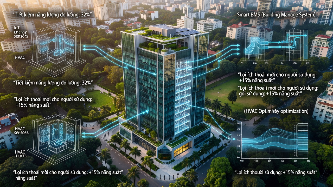 Tối ưu hóa tiêu thụ điện tòa nhà văn phòng 25 tầng tại Hà Nội với IoT và AI