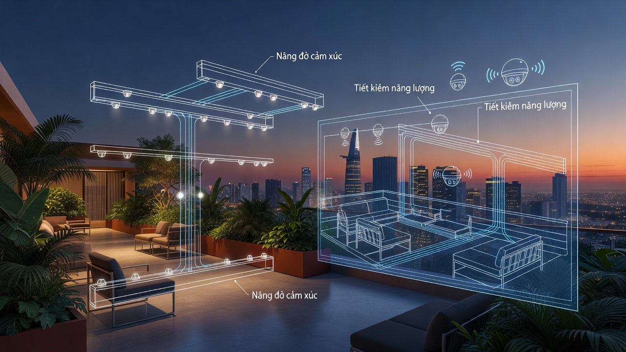 Lumina Sky: Trải Nghiệm Chiếu Sáng Thông Minh Tại Sân Thượng Sài Gòn
