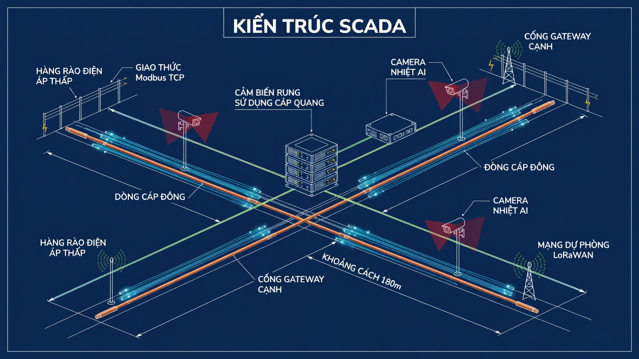 Giám sát năng lượng và chống trộm cáp đồng tại trang trại điện mặt trời Đồng Tháp năm 2050