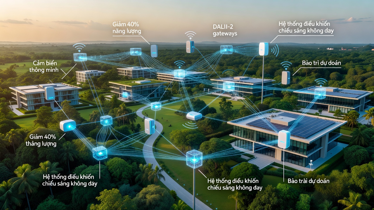 Chiếu sáng không dây và DALI-2: Bài học từ dự án khu phức hợp công nghệ cao năm 2025