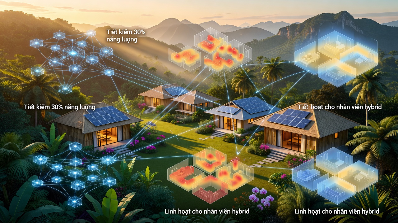 Thiết kế Tòa nhà Văn phòng Hybrid: AI Dự đoán Mật độ và Chiếu sáng Circadian tại Hòa Lạc